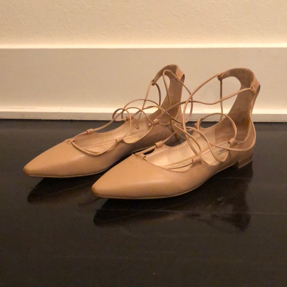 Nude Tie Up Flats